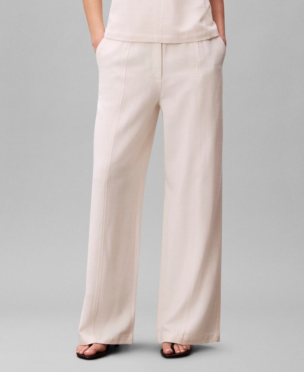Calvin Klein Women's Textured High-Rise Pants Tofu Size 4 3807